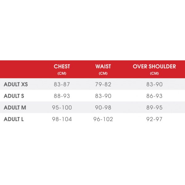 Bpr025 Body Protector Size Chart 1300x1300